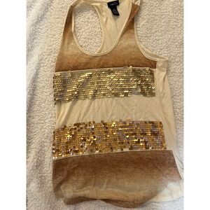 Rue 21 Gold Sequin Tank Top Sz‎ M